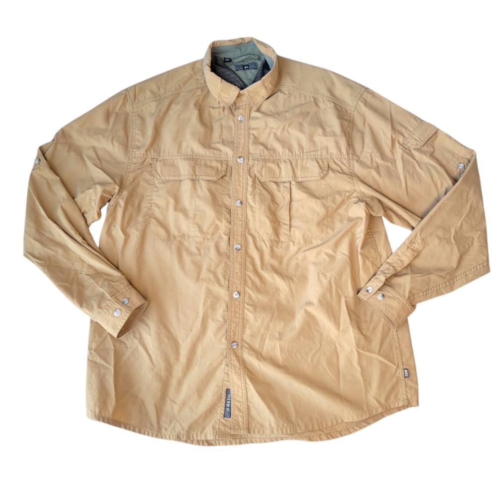 REI Mens Outdoor Fishing Button Up UPF Mens Size Large